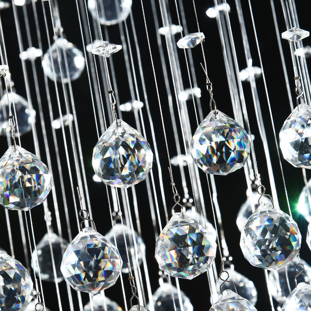 Modern Spiral Three Sphere Raindrop Crystal Chandelier Lighting - details