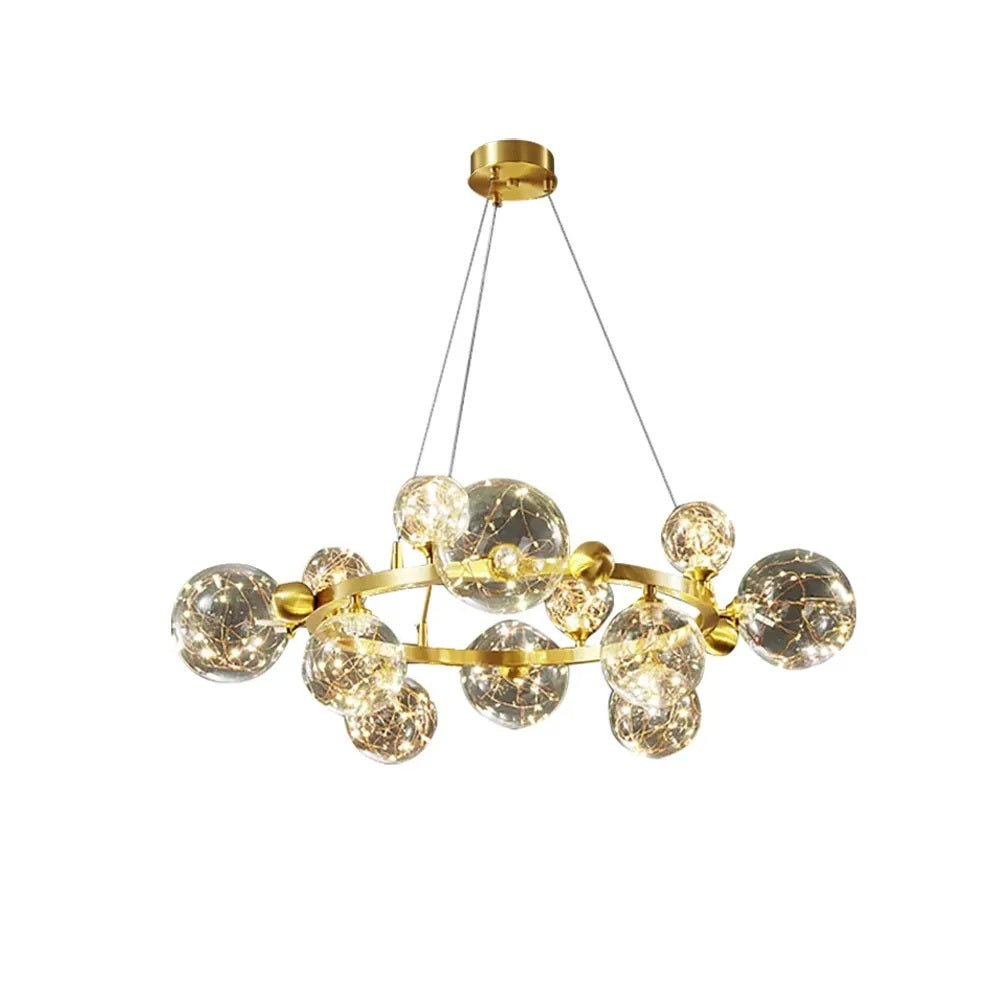 Gold Glass Bubble Adjustable Chandelier