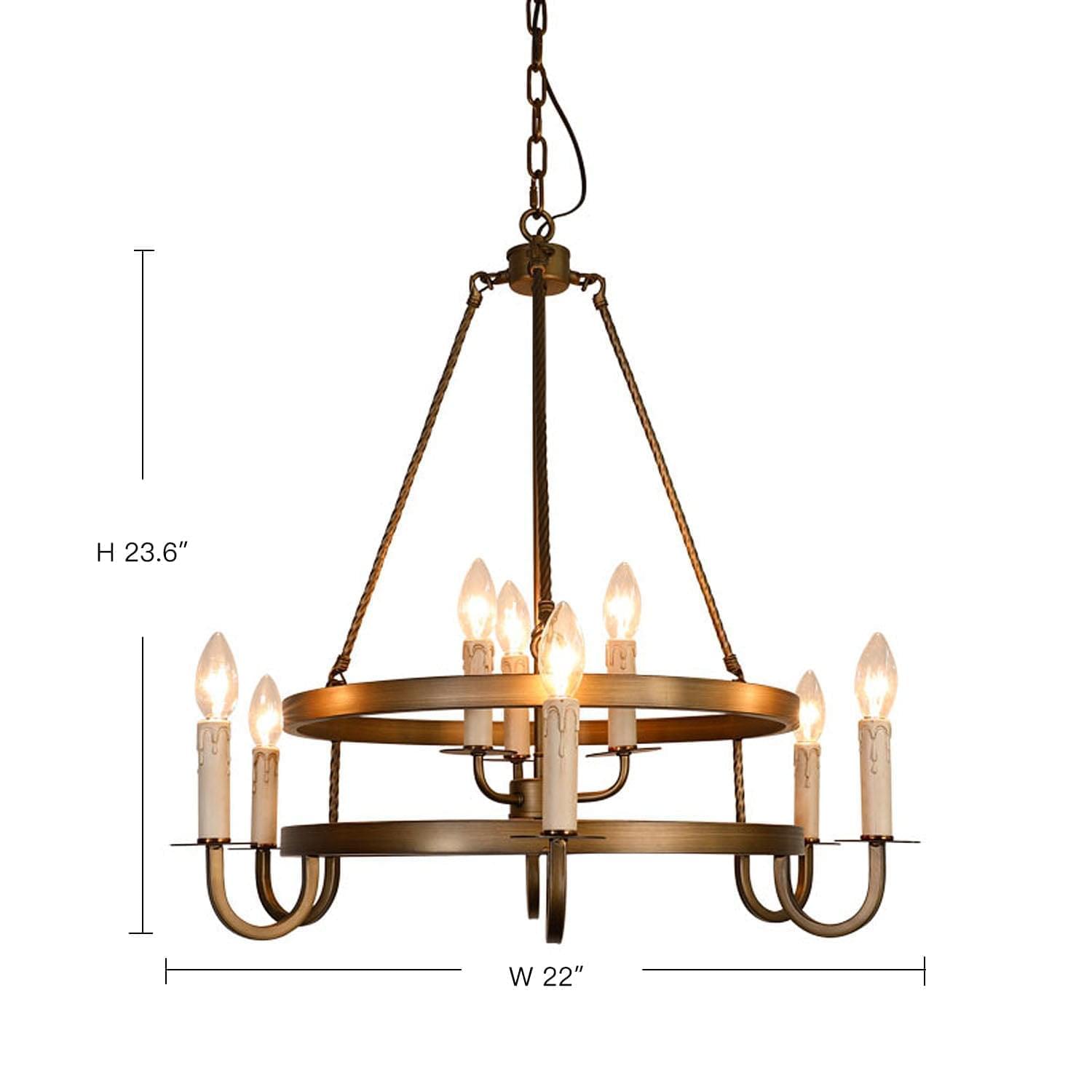 2-Tier Bronze Wagon Wheel Chandelier