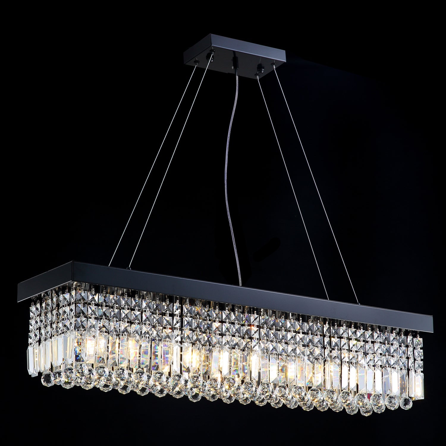 Rectangular Crystal Chandelier - Kitchen Island Crystal Chandelier