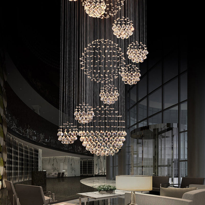 Luxury Solar System Spiral Raindrop Chandelier at the Lobby