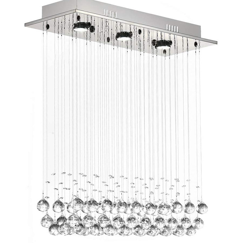 Modern Rectangular  Crystal Ball Chandelier - Dining Table Ceiling Lamp