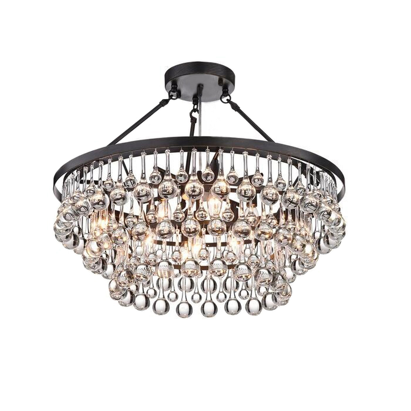 Unique Tiered Crystal Chandelier In Black