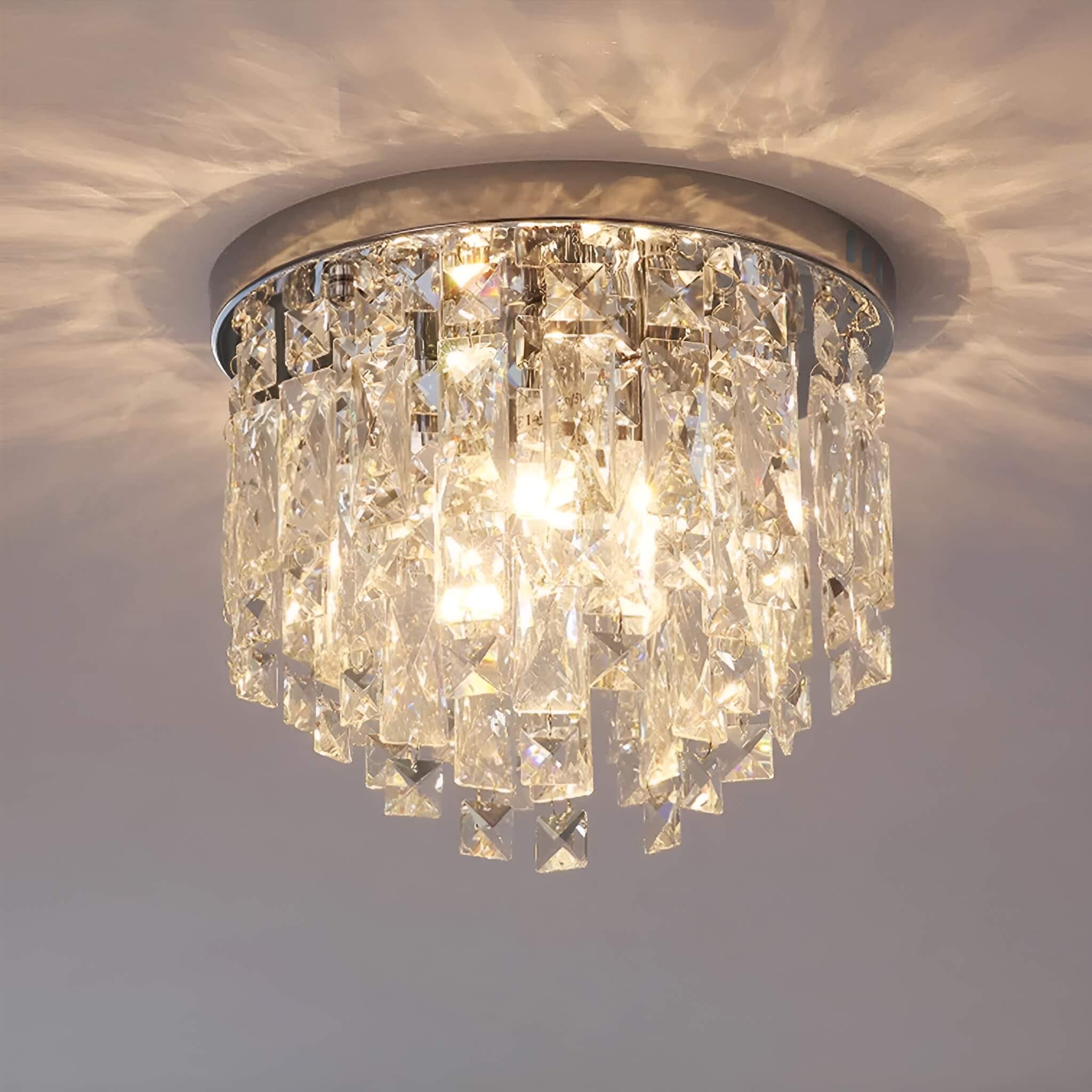 Contemporary Round Crystal Chandelier - Flush Mount Ceiling Lights doorway |Sofary