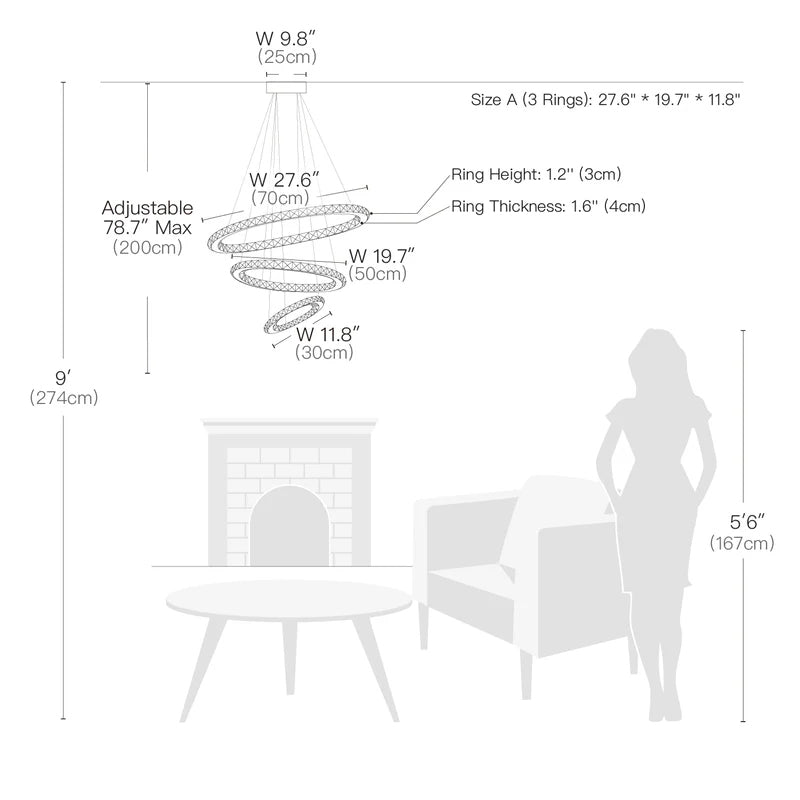 Crystal Ring Chandelier - Multi-Ring Choices-size| Sofary