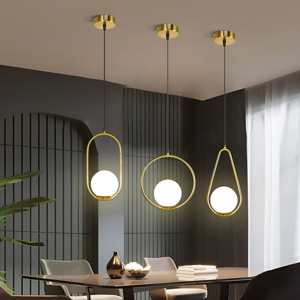 Glass Pendant Round Light in Modern Minimalist Style