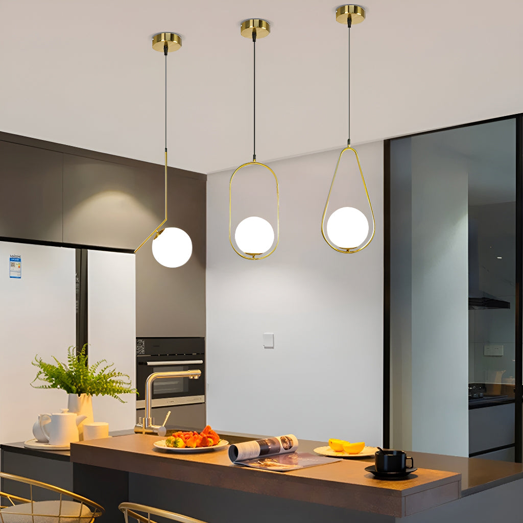 Glass Pendant Round Light in Modern Minimalist Style