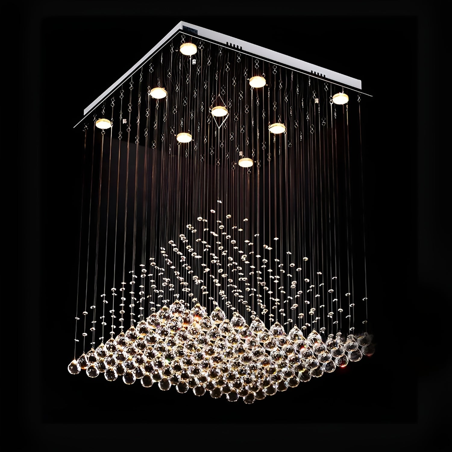 Square Base Pyramid Raindrop Crystal Chandelier - Ceiling Light-1|Sofary