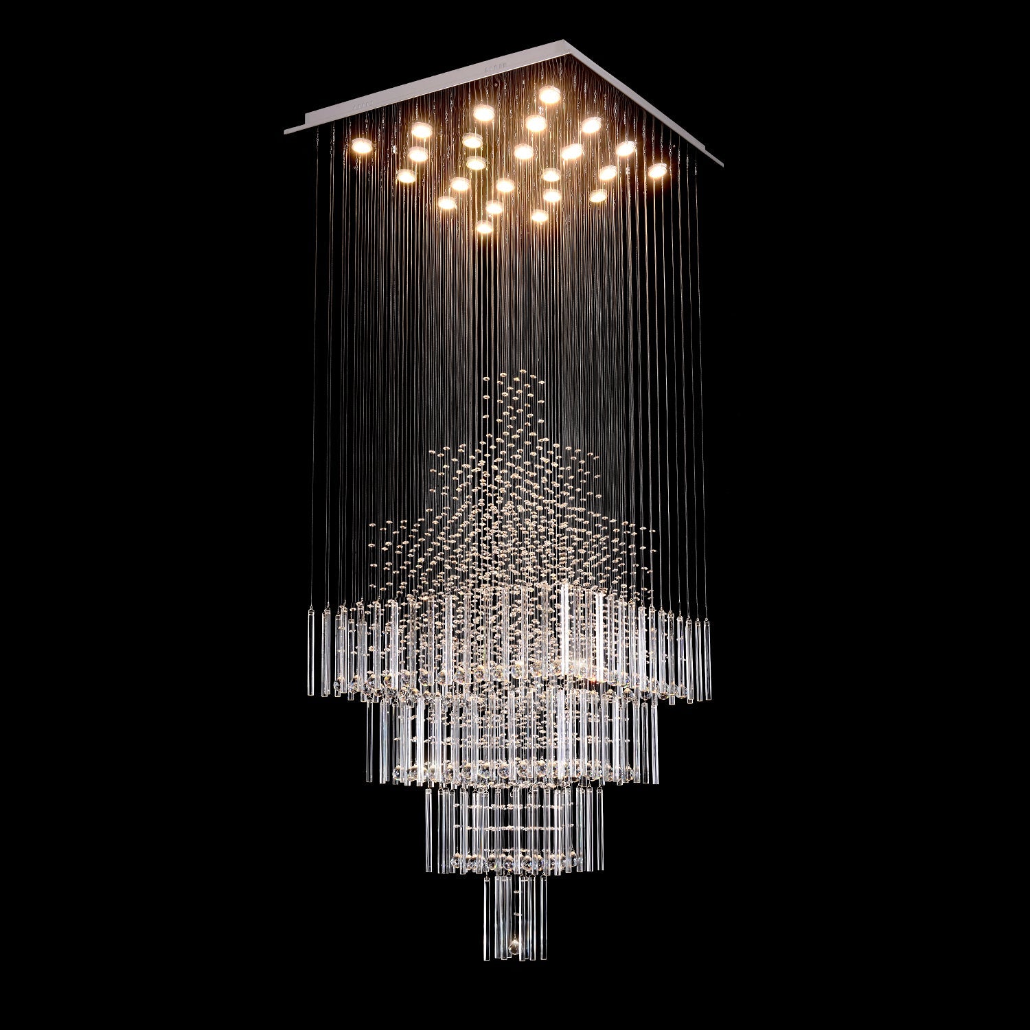 Square Floating Castle Raindrop Crystal Chandelier-details-1|Sofary