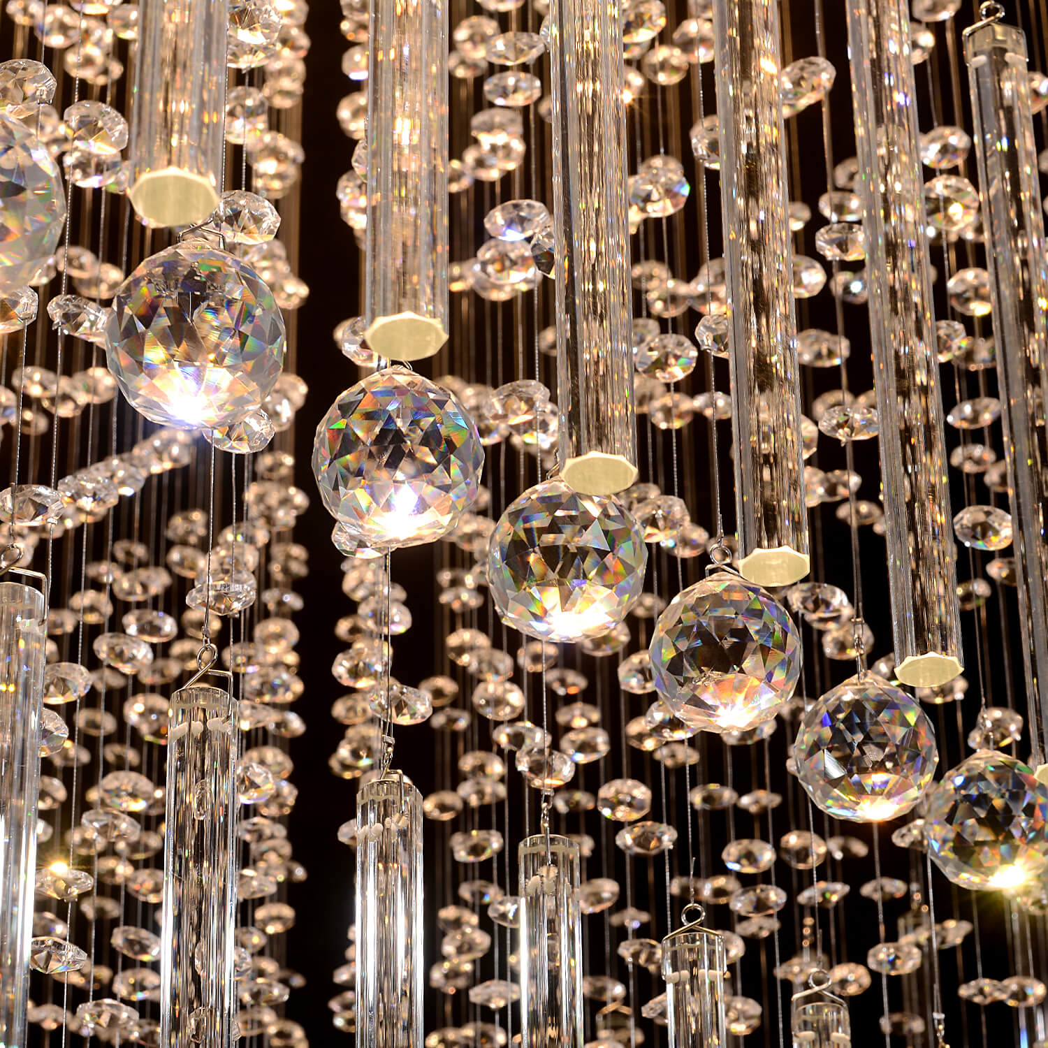 Square Floating Castle Raindrop Crystal Chandelier-details-2|Sofary