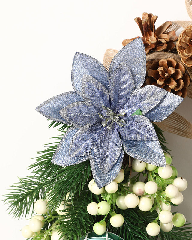 Poinsettias Pine Cone Snowberry Wreath