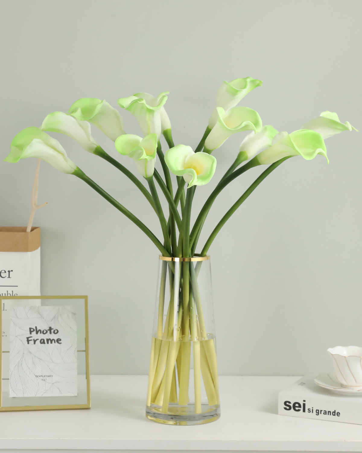 Large Artificial Real Touch Calla lily Green