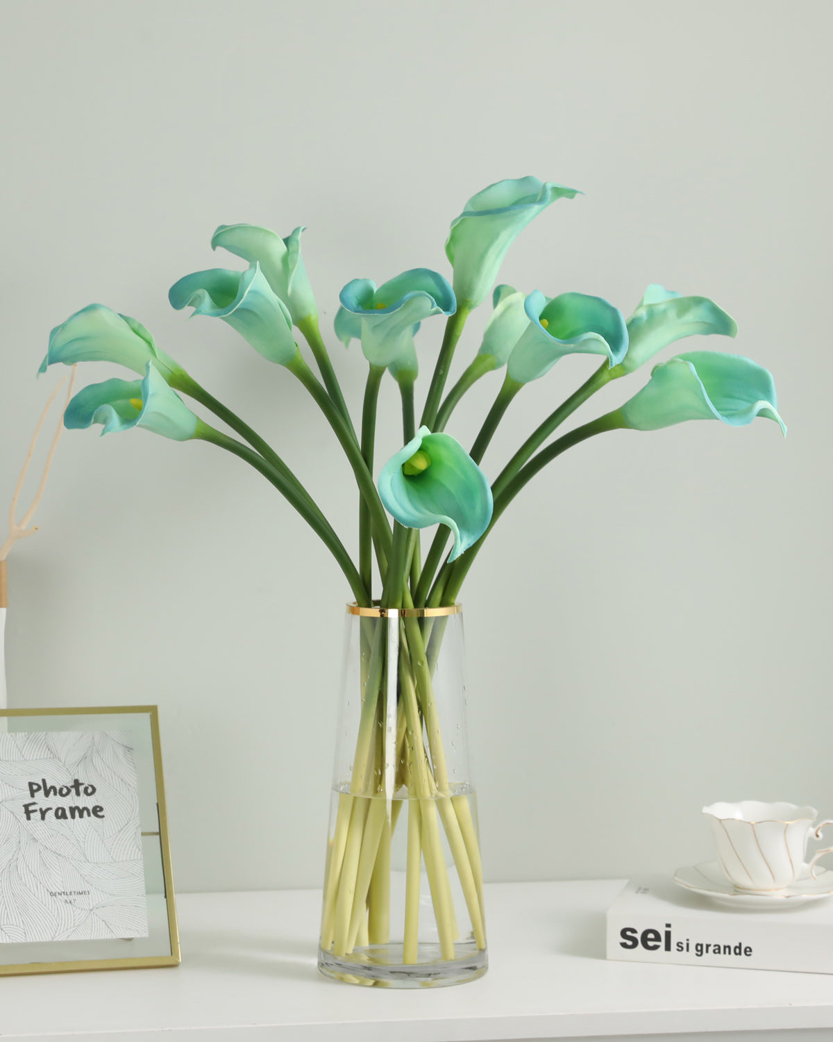 Artificial Real Touch Cyan Calla Lily